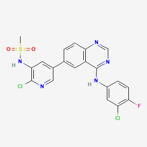 N-(2-Chloro-5-(4-((3-chloro-4-fluorophenyl)amino)quinazolin-6-yl)pyridin-3-yl)methanesulfonamide chemical structure (CAS 1952236-05-3)
