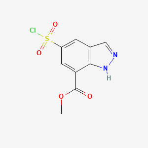 Methyl 5-(chlorosulfonyl)-1H-indazole-7-carboxylate chemical structure (CAS 1953227-22-9)
