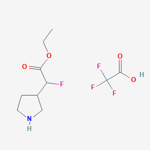 Ethyl 2-fluoro-2-(pyrrolidin-3-yl)acetate 2,2,2-trifluoroacetate chemical structure (CAS 1955499-73-6)
