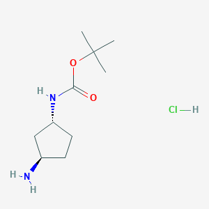 rel-tert-Butyl ((1R,3R)-3-aminocyclopentyl)carbamate hydrochloride chemical structure (CAS 1956310-58-9)