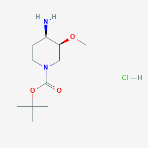 tert-Butyl cis-4-amino-3-methoxypiperidine-1-carboxylate hydrochloride chemical structure (CAS 1956322-29-4)