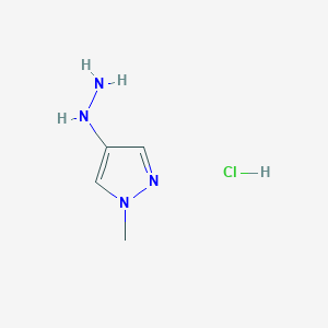 4-Hydrazinyl-1-methyl-1H-pyrazole hydrochloride chemical structure (CAS 1959556-31-0)