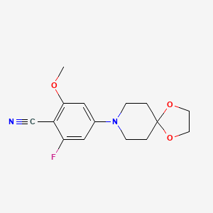 2-Fluoro-6-methoxy-4-(1,4-dioxa-8-azaspiro[4.5]decan-8-yl)benzonitrile chemical structure (CAS 1960391-58-5)