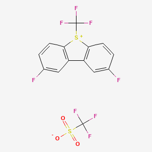 2,8-Difluoro-5-(trifluoromethyl)-5H-dibenzo[b,d]thiophen-5-ium Trifluoromethanesulfonate chemical structure (CAS 1961266-44-3)