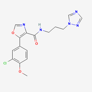 N-(3-(1H-1,2,4-Triazol-1-yl)propyl)-5-(3-chloro-4-methoxyphenyl)oxazole-4-carboxamide chemical structure (CAS 1962178-27-3)