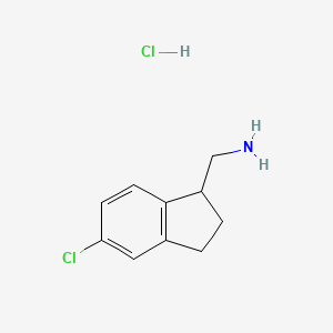 (5-Chloro-2,3-dihydro-1H-inden-1-yl)methanamine hydrochloride chemical structure (CAS 1965309-39-0)