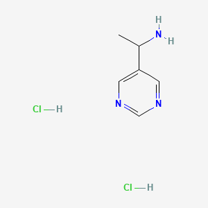 1-(Pyrimidin-5-yl)ethan-1-amine dihydrochloride chemical structure (CAS 1965309-74-3)