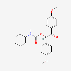 1,2-Bis(4-methoxyphenyl)-2-oxoethyl cyclohexylcarbamate chemical structure (CAS 196599-80-1)