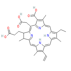 (7S,8S)-7-(2-Carboxyethyl)-5-(carboxymethyl)-18-ethyl-2,8,12,17-tetramethyl-13-vinyl-7H,8H-porphyrin-3-carboxylic acid chemical structure (CAS 19660-77-6)