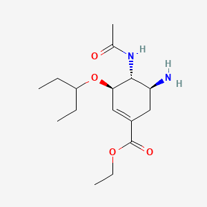 (3R,4R,5S)-Ethyl 4-acetamido-5-amino-3-(pentan-3-yloxy)cyclohex-1-enecarboxylate chemical structure (CAS 196618-13-0)