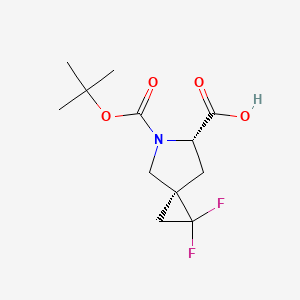 (3S,6S)-5-(tert-Butoxycarbonyl)-1,1-difluoro-5-azaspiro[2.4]heptane-6-carboxylic acid chemical structure (CAS 1980007-35-9)