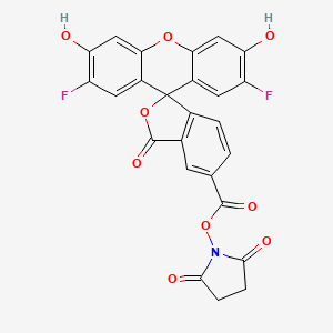 2,5-Dioxopyrrolidin-1-yl 2',7'-difluoro-3',6'-dihydroxy-3-oxo-3H-spiro[isobenzofuran-1,9'-xanthene]-5-carboxylate chemical structure (CAS 198139-51-4)
