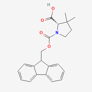 (S)-1-(((9H-Fluoren-9-yl)methoxy)carbonyl)-3,3-dimethylpyrrolidine-2-carboxylic acid chemical structure (CAS 1982344-79-5)
