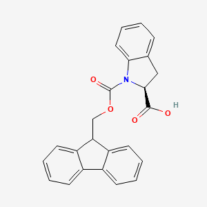(S)-1-(((9H-Fluoren-9-yl)methoxy)carbonyl)indoline-2-carboxylic acid chemical structure (CAS 198560-38-2)