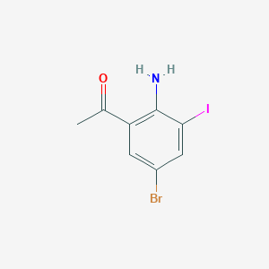 1-(2-Amino-5-bromo-3-iodophenyl)ethan-1-one chemical structure (CAS 1985633-67-7)