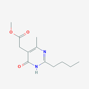 Methyl 2-(2-butyl-4-methyl-6-oxo-1,6-dihydropyrimidin-5-yl)acetate chemical structure (CAS 1985668-80-1)