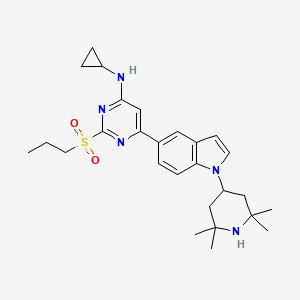N-Cyclopropyl-2-(propylsulfonyl)-6-(1-(2,2,6,6-tetramethylpiperidin-4-yl)-1H-indol-5-yl)pyrimidin-4-amine chemical structure (CAS 1992047-61-6)