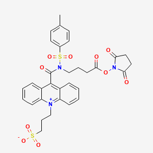 3-(9-((4-((2,5-Dioxopyrrolidin-1-yl)oxy)-4-oxobutyl)(tosyl)carbamoyl)acridin-10-ium-10-yl)propane-1-sulfonate chemical structure (CAS 199293-83-9)