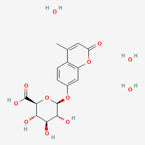 (2S,3S,4S,5R,6S)-3,4,5-Trihydroxy-6-((4-methyl-2-oxo-2H-chromen-7-yl)oxy)tetrahydro-2H-pyran-2-carboxylic acid trihydrate chemical structure (CAS 199329-67-4)