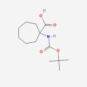 1-((tert-Butoxycarbonyl)amino)cycloheptane-1-carboxylic acid chemical structure (CAS 199330-56-8)