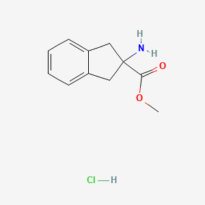 Methyl 2-amino-2,3-dihydro-1H-indene-2-carboxylate hydrochloride chemical structure (CAS 199330-64-8)