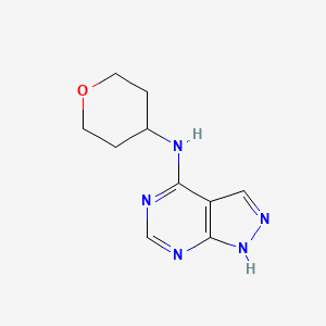 N-(Tetrahydro-2H-pyran-4-yl)-1H-pyrazolo[3,4-d]pyrimidin-4-amine chemical structure (CAS 1995025-05-2)
