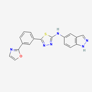 N-(1H-Indazol-5-yl)-5-(3-(oxazol-2-yl)phenyl)-1,3,4-thiadiazol-2-amine chemical structure (CAS 1995065-79-6)