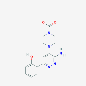 tert-Butyl 4-(3-amino-6-(2-hydroxyphenyl)pyridazin-4-yl)piperazine-1-carboxylate chemical structure (CAS 1997319-84-2)