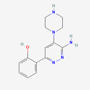2-(6-Amino-5-(piperazin-1-yl)pyridazin-3-yl)phenol chemical structure (CAS 1997319-92-2)