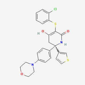 (R)-3-((2-Chlorophenyl)thio)-4-hydroxy-6-(4-morpholinophenyl)-6-(thiophen-3-yl)-5,6-dihydropyridin-2(1H)-one chemical structure (CAS 2003234-63-5)