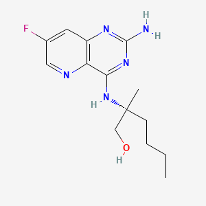 (R)-2-((2-Amino-7-fluoropyrido[3,2-d]pyrimidin-4-yl)amino)-2-methylhexan-1-ol chemical structure (CAS 2004677-13-6)