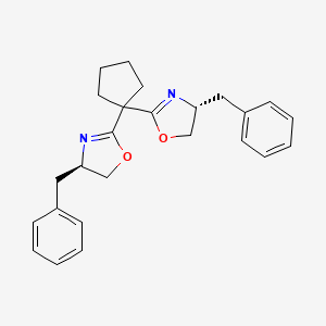 (4R,4'R)-2,2'-(Cyclopentane-1,1-diyl)bis(4-benzyl-4,5-dihydrooxazole) chemical structure (CAS 2005443-99-0)