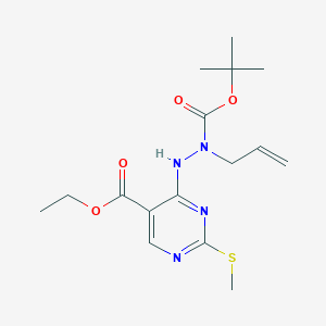 Ethyl 4-(2-allyl-2-(tert-butoxycarbonyl)hydrazinyl)-2-(methylthio)pyrimidine-5-carboxylate chemical structure (CAS 2007908-48-5)
