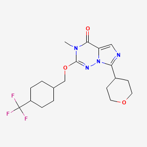 3-Methyl-7-(tetrahydro-2H-pyran-4-yl)-2-((trans-4-(trifluoromethyl)cyclohexyl)methoxy)imidazo[5,1-f][1,2,4]triazin-4(3H)-one chemical structure (CAS 2007975-22-4)