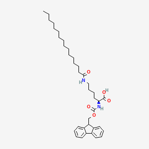 (S)-2-((((9H-Fluoren-9-yl)methoxy)carbonyl)amino)-6-palmitamidohexanoic acid chemical structure (CAS 201004-46-8)