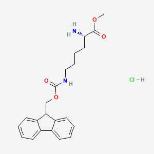 (S)-Methyl 6-((((9H-fluoren-9-yl)methoxy)carbonyl)amino)-2-aminohexanoate hydrochloride chemical structure (CAS 201009-98-5)