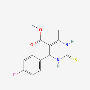 Ethyl 4-(4-fluorophenyl)-6-methyl-2-thioxo-1,2,3,4-tetrahydropyrimidine-5-carboxylate chemical structure (CAS 201287-93-6)