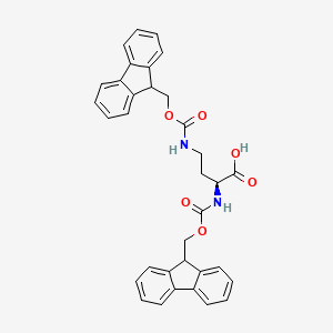 (S)-2,4-Bis((((9H-fluoren-9-yl)methoxy)carbonyl)amino)butanoic acid chemical structure (CAS 201473-83-8)