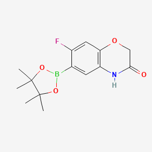7-Fluoro-6-(4,4,5,5-tetramethyl-1,3,2-dioxaborolan-2-yl)-2H-benzo[b][1,4]oxazin-3(4H)-one chemical structure (CAS 2018286-71-8)