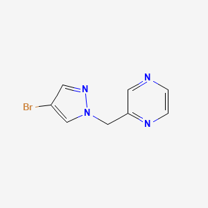 2-((4-Bromo-1H-pyrazol-1-yl)methyl)pyrazine chemical structure (CAS 2021244-96-0)