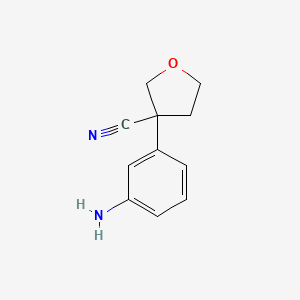 3-(3-Aminophenyl)tetrahydrofuran-3-carbonitrile chemical structure (CAS 2024922-68-5)