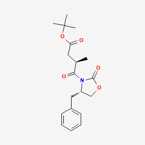 tert-Butyl (R)-4-((S)-4-benzyl-2-oxooxazolidin-3-yl)-3-methyl-4-oxobutanoate chemical structure (CAS 202874-73-5)