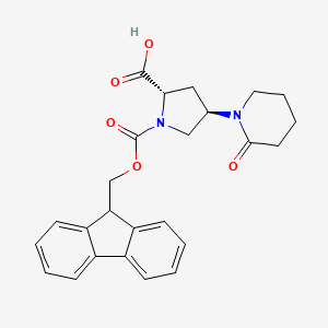 (2S,4R)-1-(((9H-Fluoren-9-yl)methoxy)carbonyl)-4-(2-oxopiperidin-1-yl)pyrrolidine-2-carboxylic acid chemical structure (CAS 2029092-01-9)