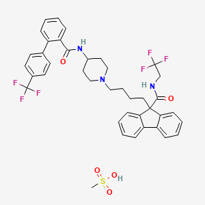 N-(2,2,2-Trifluoroethyl)-9-(4-(4-(4'-(trifluoromethyl)-[1,1'-biphenyl]-2-ylcarboxamido)piperidin-1-yl)butyl)-9H-fluorene-9-carboxamide methanesulfonate chemical structure (CAS 202914-84-9)