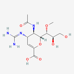 (2R,3R,4S)-3-Acetamido-2-((1R,2R)-2,3-dihydroxy-1-methoxypropyl)-4-guanidino-3,4-dihydro-2H-pyran-6-carboxylic acid chemical structure (CAS 203120-17-6)