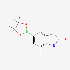 7-Methyl-5-(4,4,5,5-tetramethyl-1,3,2-dioxaborolan-2-yl)indolin-2-one chemical structure (CAS 2036075-04-2)