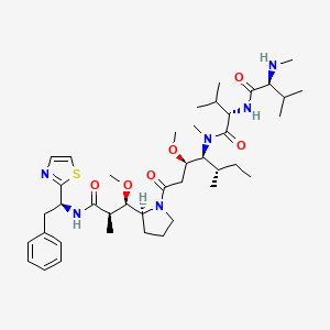 (S)-N-((3R,4S,5S)-3-Methoxy-1-((S)-2-((1R,2R)-1-methoxy-2-methyl-3-oxo-3-(((S)-2-phenyl-1-(thiazol-2-yl)ethyl)amino)propyl)pyrrolidin-1-yl)-5-methyl-1-oxoheptan-4-yl)-N,3-dimethyl-2-((S)-3-methyl-2-(methylamino)butanamido)butanamide chemical structure (CAS 203849-91-6)