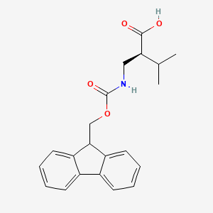 (S)-2-(((((9H-Fluoren-9-yl)methoxy)carbonyl)amino)methyl)-3-methylbutanoic acid chemical structure (CAS 203854-59-5)