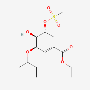 (3R,4R,5R)-Ethyl 4-hydroxy-5-((methylsulfonyl)oxy)-3-(pentan-3-yloxy)cyclohex-1-enecarboxylate chemical structure (CAS 204254-92-2)