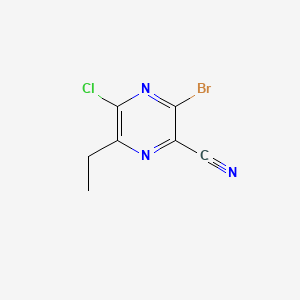 3-Bromo-5-chloro-6-ethylpyrazine-2-carbonitrile chemical structure (CAS 2043020-03-5)